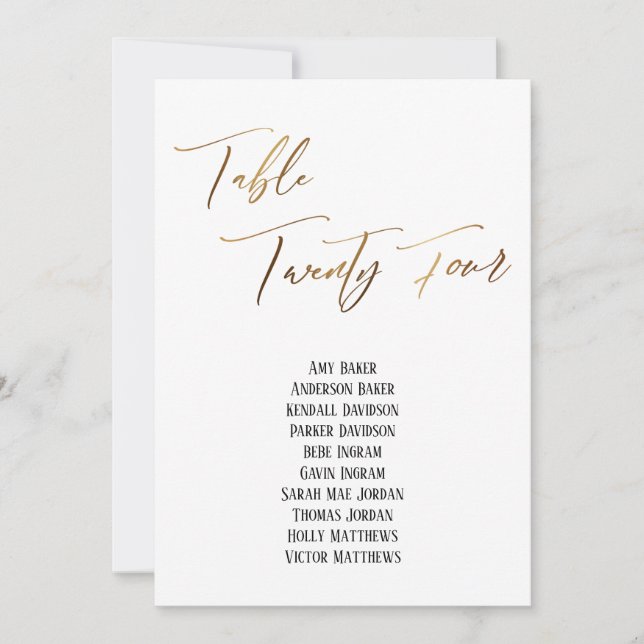 Gold Handwriting Table 24 Seats Chart (Vorderseite)