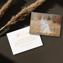 gold handwriting thank you baby shower photo  mitteilungskarte