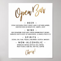 Gold Handwriting Typografy Open Bar Menu Sign