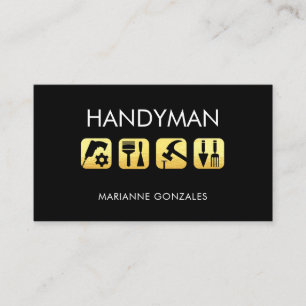 Gold Handyman Heimreparatur Werkzeuge Visitenkarte