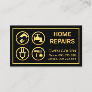 Gold Handyman Tools Border Visitenkarte