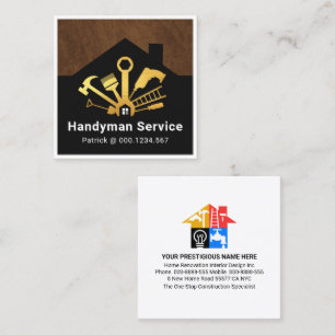 Gold Handyman Tools Gebäude Renovierung Quadratische Visitenkarte