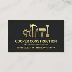 Gold Handyman Tools Letter C Logo, Auftragnehmer  Visitenkarte