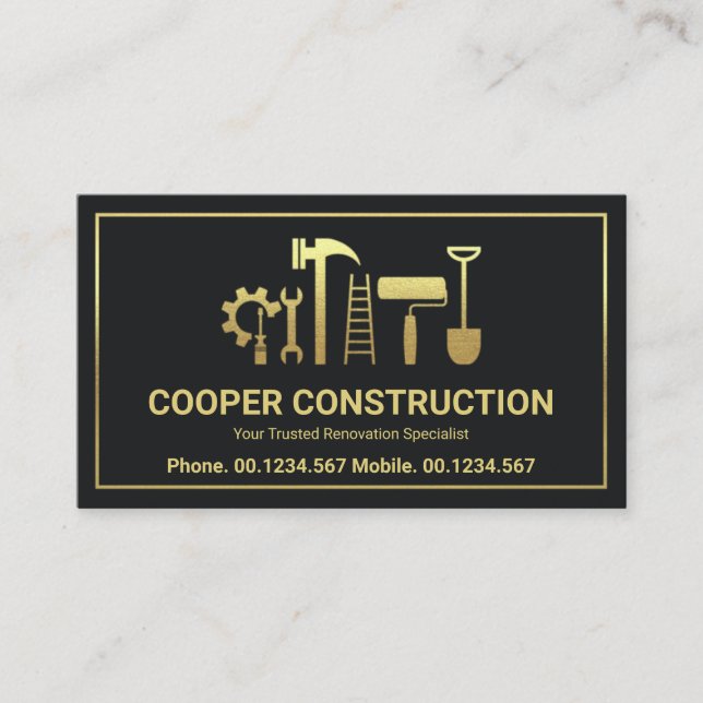 Gold Handyman Tools Letter C Logo, Auftragnehmer  Visitenkarte (Vorderseite)