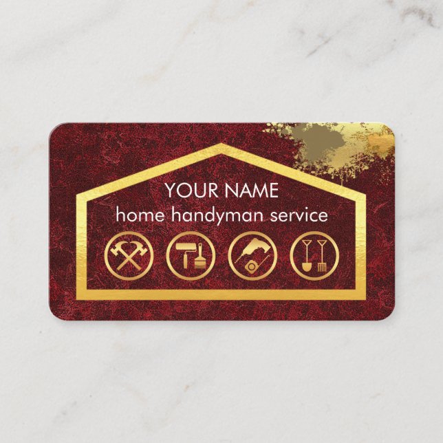 Gold Handyman Tools On Building Frame Visitenkarte (Vorderseite)