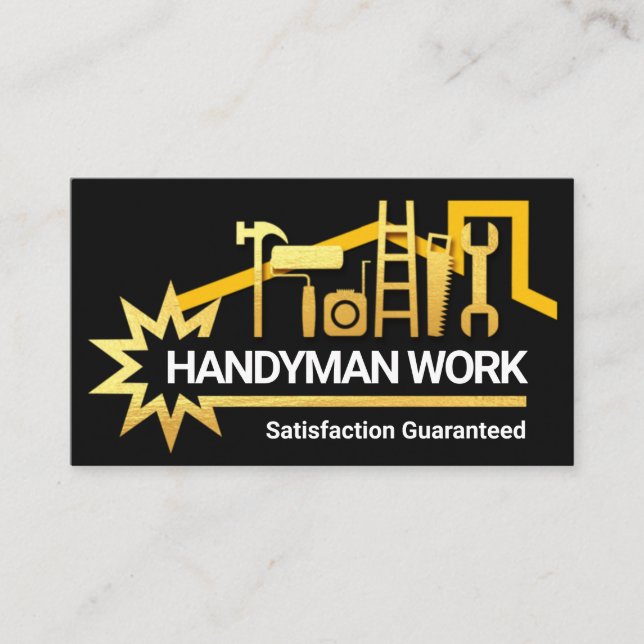 Gold Handyman Tools Roof Star Platine Visitenkarte (Vorderseite)