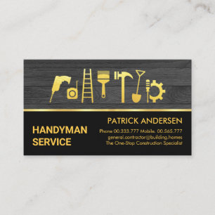 Gold Handyman Tools Wood Panel Visitenkarte