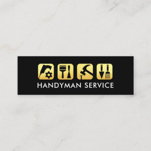 Gold Handyman Werkzeuge Schild Mini Visitenkarte