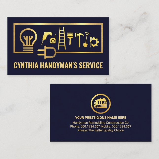 Gold-Handyman-Werkzeuge Visitenkarte (Vorne/Hinten)