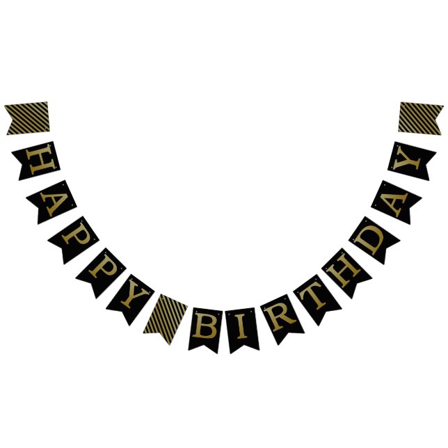 Gold Happy Birthday Banner (Alle)