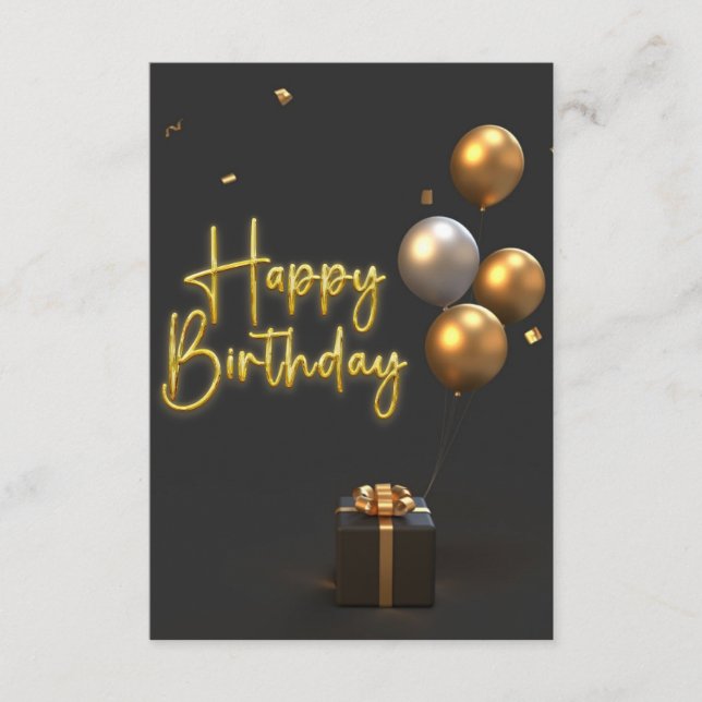 Gold Happy Birthday Grußkarte Begleitkarte (Vorderseite)