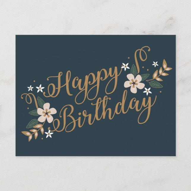 Gold Happy Birthday Postkarte (Vorderseite)