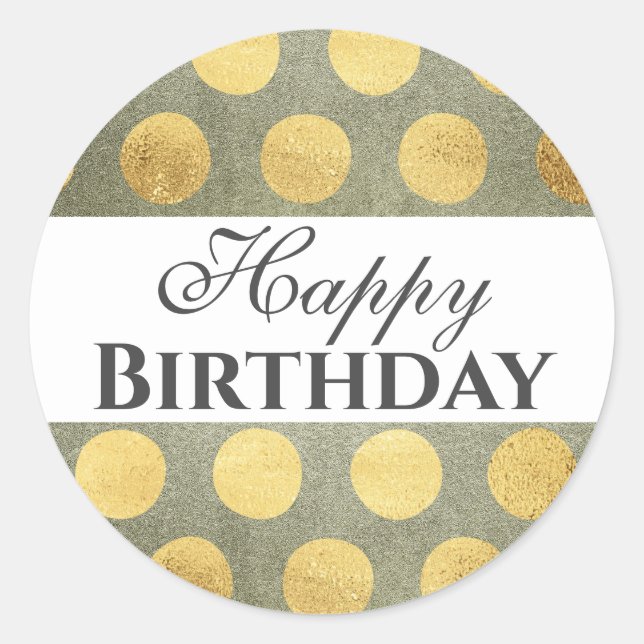 Gold Happy Birthday Runder Aufkleber (Vorderseite)