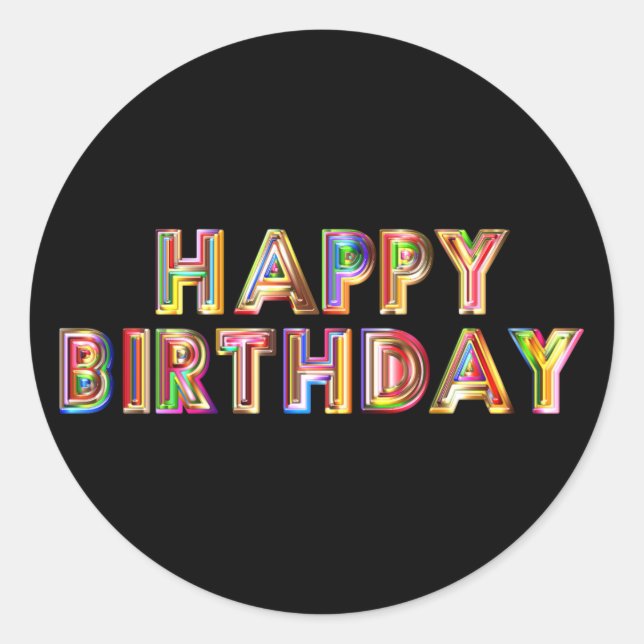 Gold Happy Birthday Runder Aufkleber (Vorderseite)