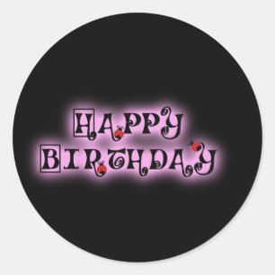 Gold Happy Birthday Runder Aufkleber