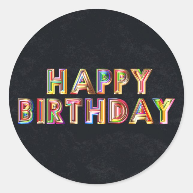 Gold Happy Birthday Runder Aufkleber (Vorderseite)