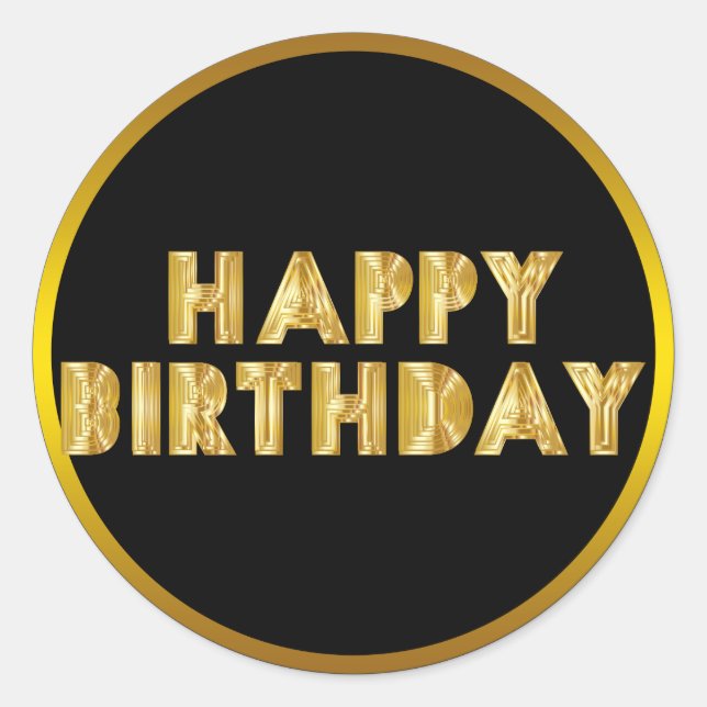 Gold Happy Birthday Runder Aufkleber (Vorderseite)