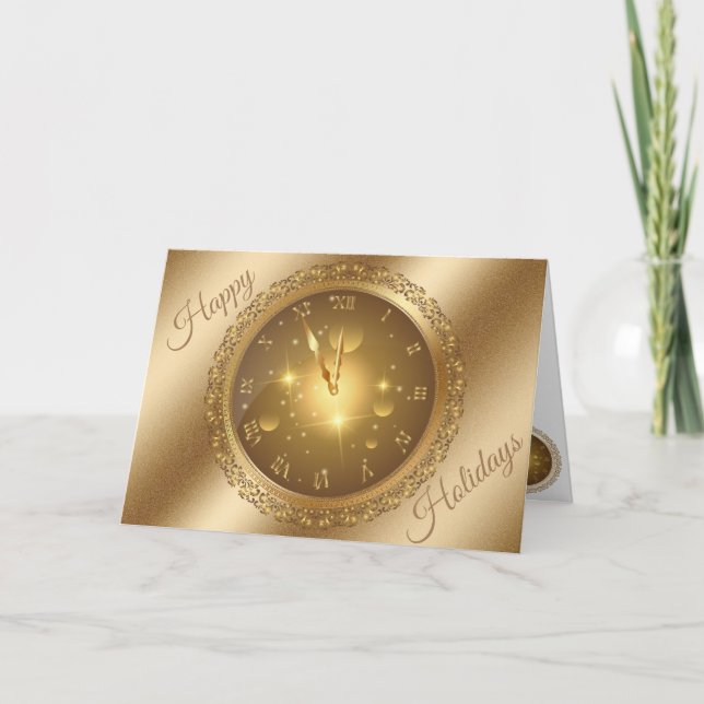 Gold Happy Holidays Karte (Vorderseite)