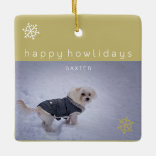 Gold Happy Howlidays Fügen Sie Ihr Foto Haustier O Keramikornament