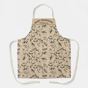 Gold Happy Thanksgiving Fall Harvest Custom Schürze