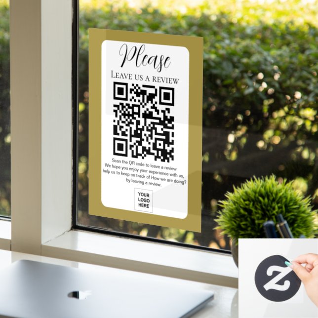 Gold hat uns einen QR-Code Verlassen Fensteraufkleber (Büro)