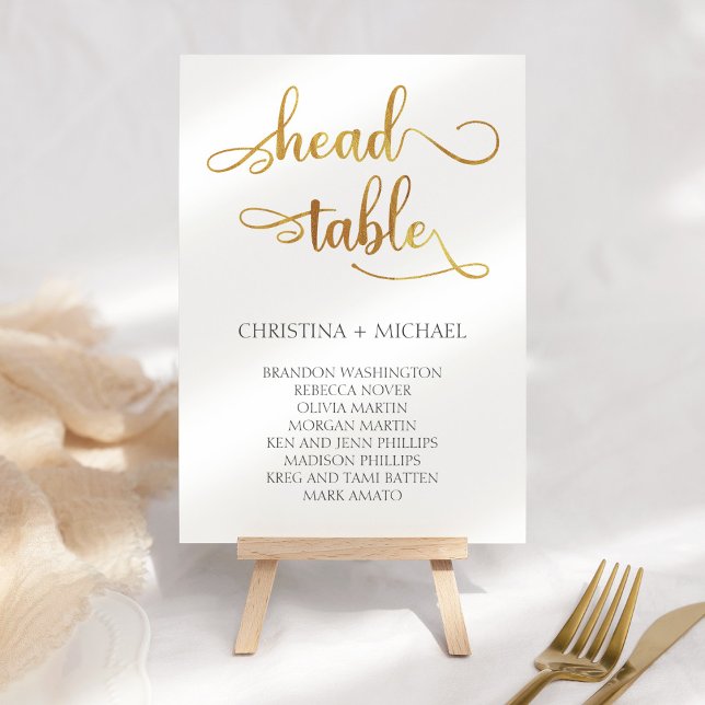 Gold "Head Table" Hochzeitskarte 3.5x5 Tischnummer (Von Creator hochgeladen)