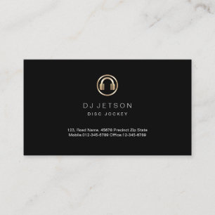 Gold Headphones Icon Disk Jockey Business Card Visitenkarte