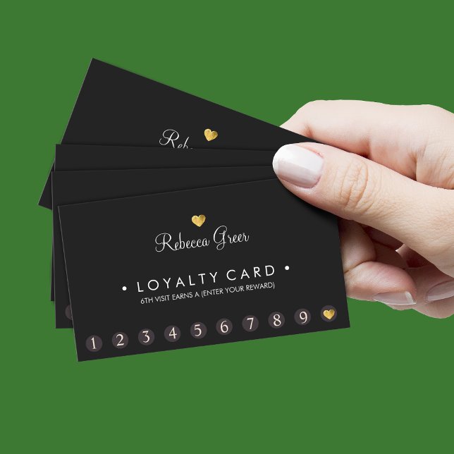 Gold Heart 10 Punch Salon Customer Loyalty Card Treuekarte (Von Creator hochgeladen)