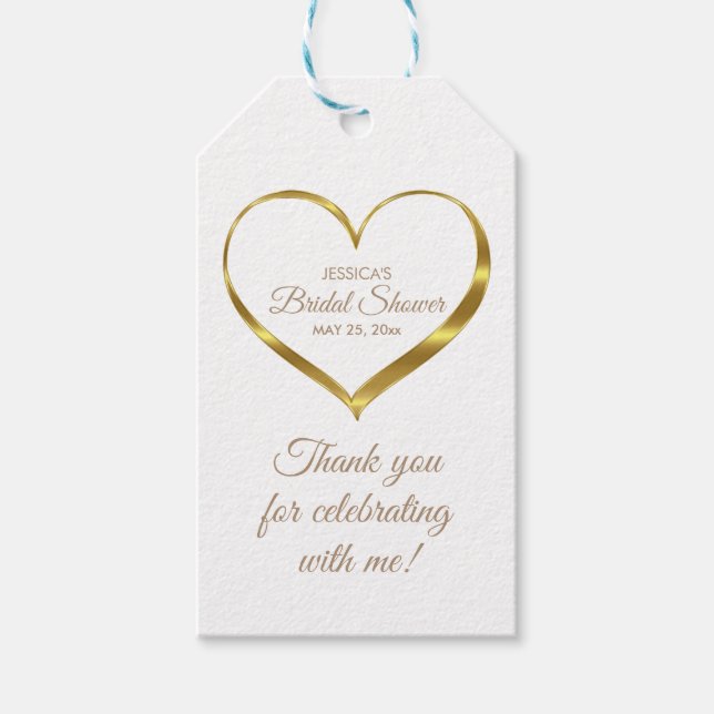 Gold Heart Brautparty Vielen Dank Geschenkanhänger (Vorderseite)