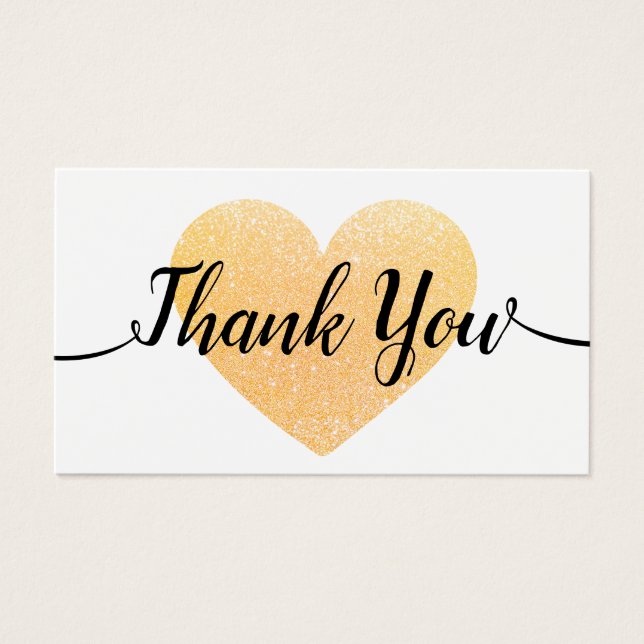 Gold Heart Calligraphie manuscrite Merci (Devant)