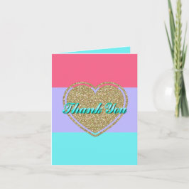 Gold Heart Color Block Danke Karte