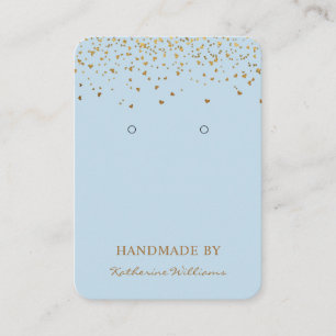 Gold Heart Confetti Bleu   Carte d'affichage à ore