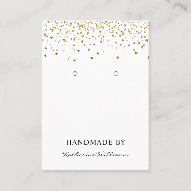 Gold Heart Confetti | Earring Display Card Visitenkarte (Vorderseite)