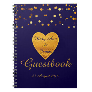 Gold Heart Confetti Glitzer Imitate Foil Blue Gast Notizblock