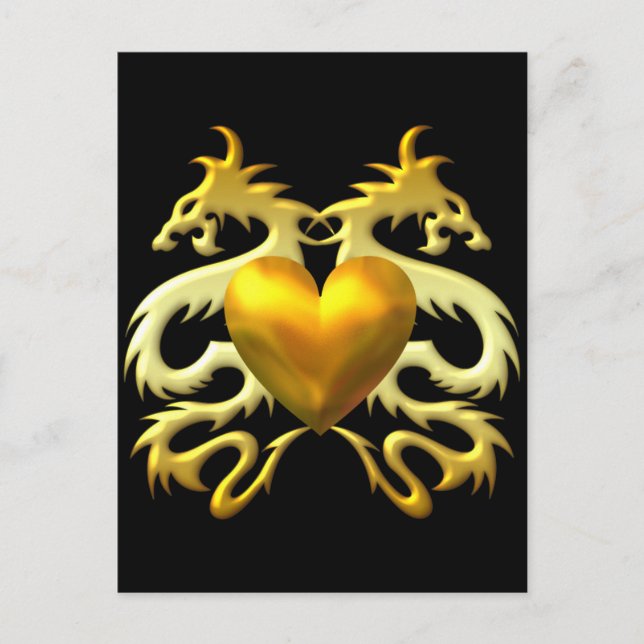 GOLD HEART DRAGONS POSTKARTE (Vorderseite)