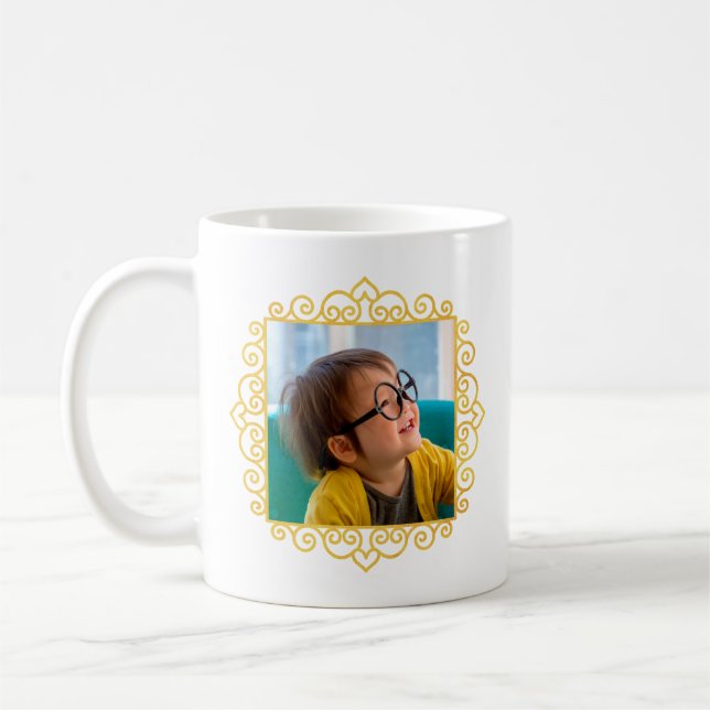 Gold Heart Frame Foto Personalisierte Geschenke Kaffeetasse (Links)