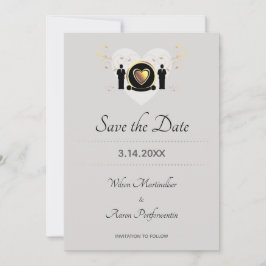 Gold Heart Grooms LGBTQ Save The Date