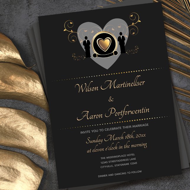 Gold Heart Homme Mariage | Invitation (Créateur téléchargé)