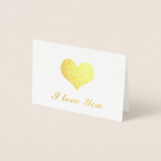 Gold Heart I Liebe You Folienkarte (Vorderseite)