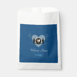Gold Heart Male Wedding Blue | Gefälligkeitsflagge Geschenktütchen