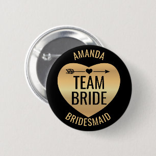 Gold Heart on Black mit Arrow - Team Bridge Button