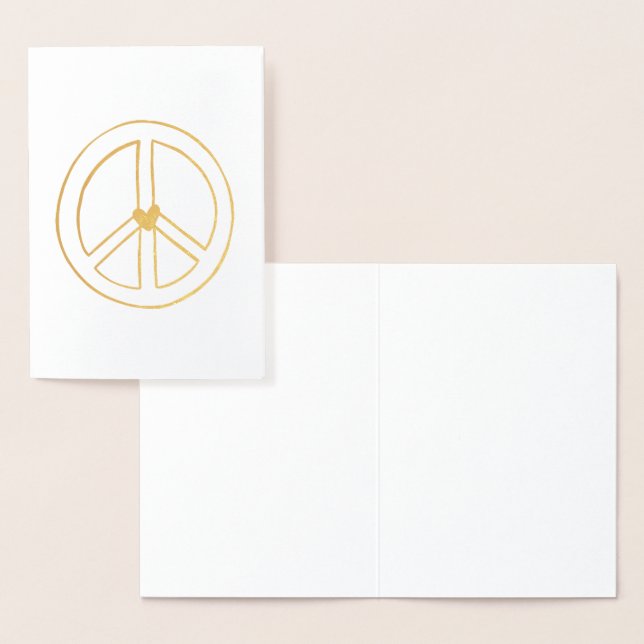 Gold Heart Peace Sign Folienkarte (Anzeige)