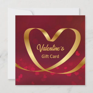 Gold Heart Ribbon Red Valentine's Day Geschenkkart