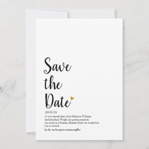 Gold Heart Script Save the Date Definition Überset Einladung