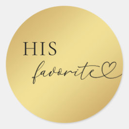 Gold Heart Script Seine Lieblings-Gastgeschenk Hoc Runder Aufkleber