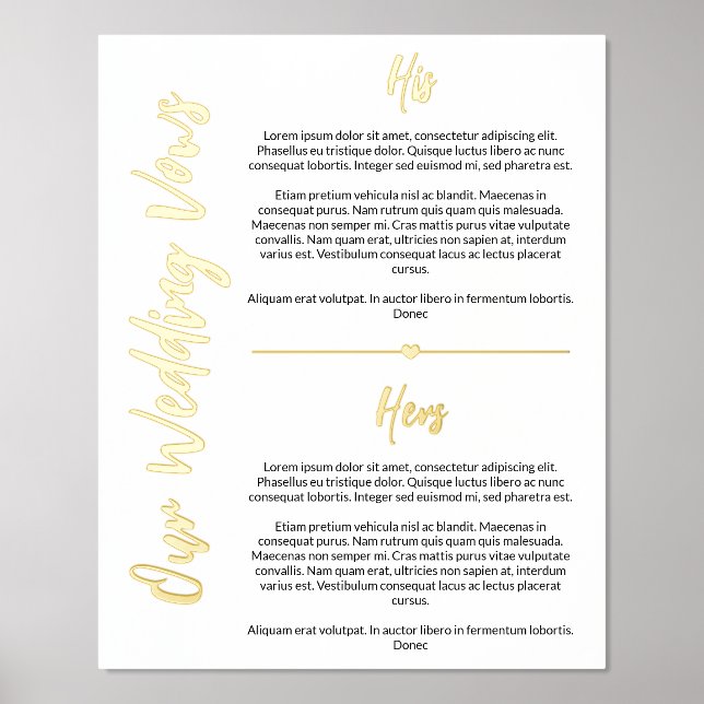 Gold Heart & Script Wedgeworben wahren Foliendrucke (Vorderseite)