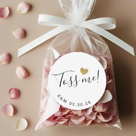 Gold Heart Toss Me Wedding Confetti Gefallen Runder Aufkleber