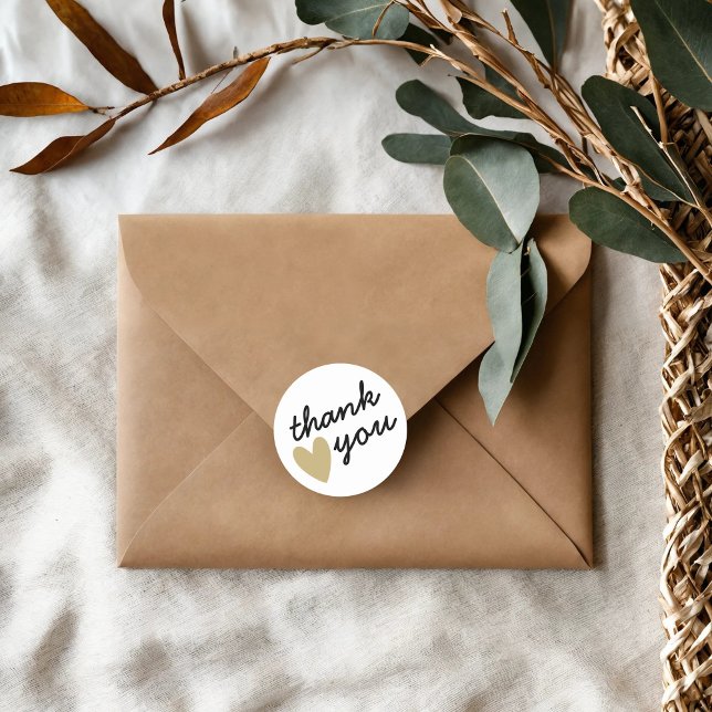 Gold Heart Vielen Dank Runder Aufkleber (Von Creator hochgeladen)