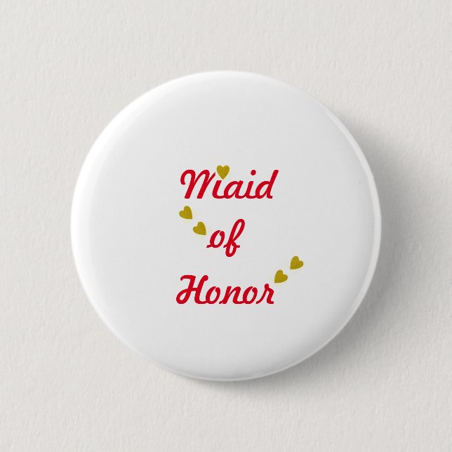 Gold Heart Wedding Trauzeugin Button (Vorderseite)