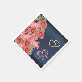 Gold Hearts auf Korallen und Marine Serviette